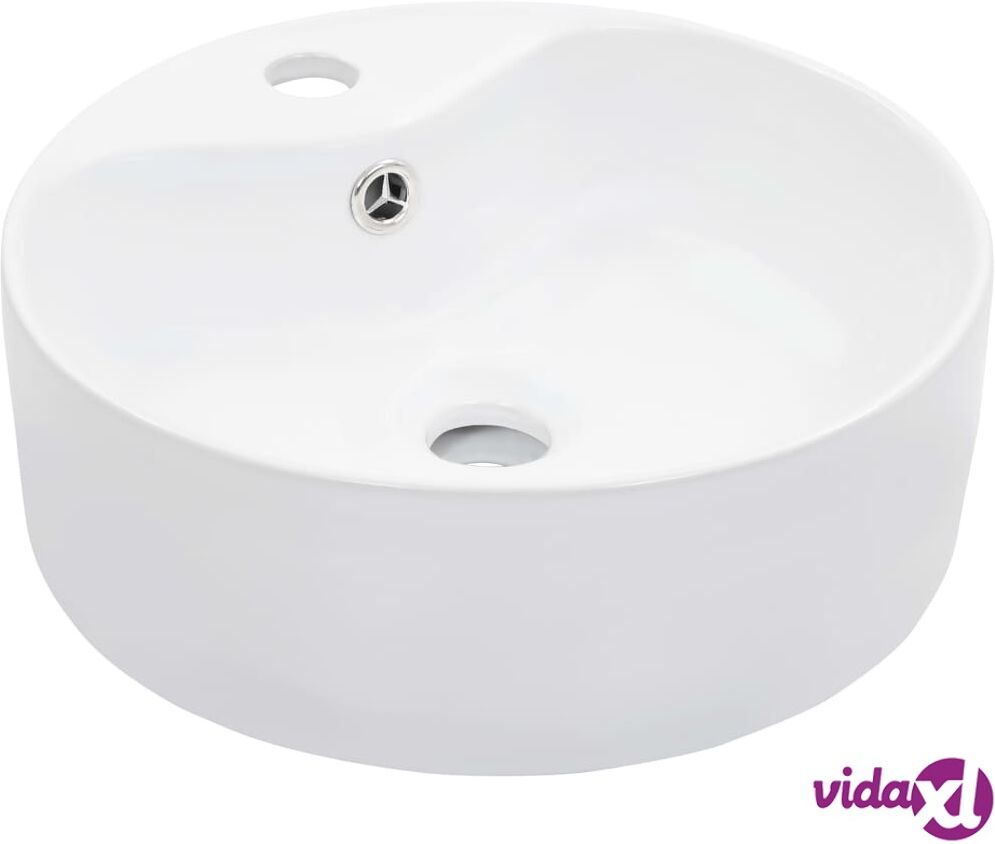 vidaXL Wash Basin with Overflow 36x13 cm Ceramic White