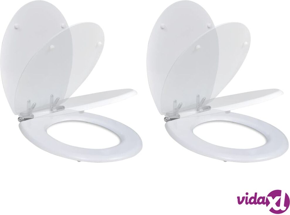 vidaXL Toilet Seats with Soft Close Lids 2 pcs MDF White