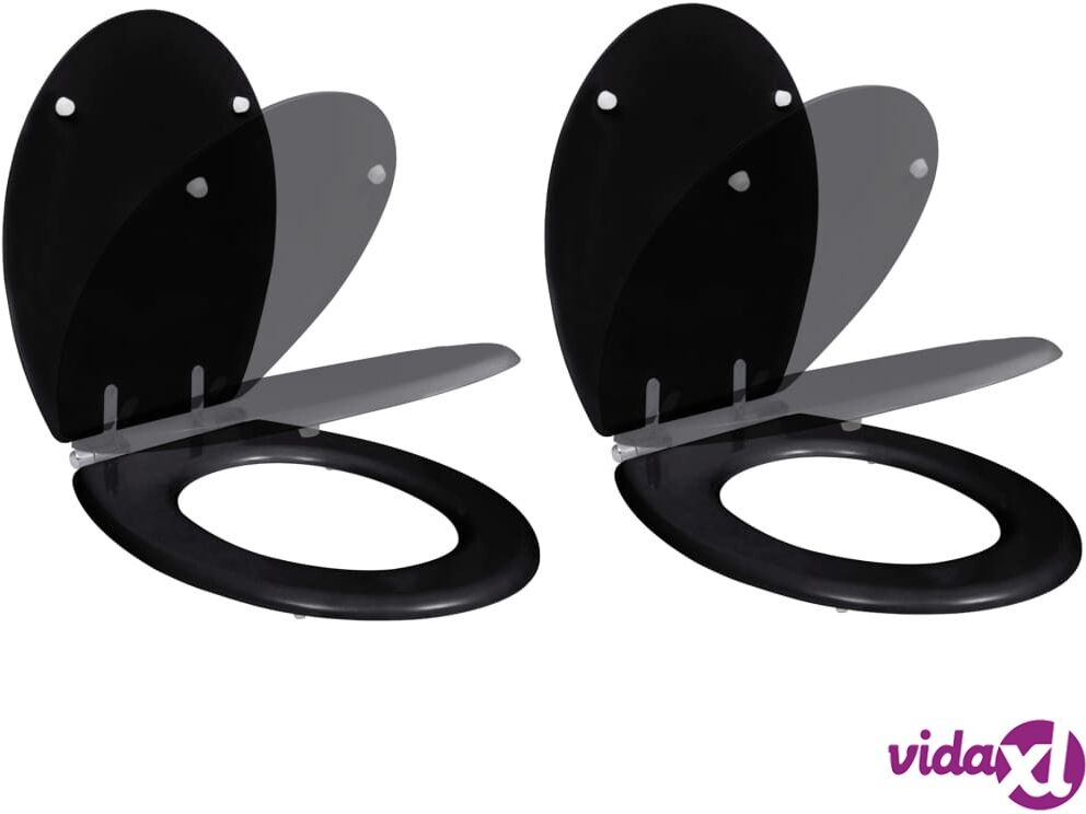 vidaXL Toilet Seats with Soft Close Lids 2 pcs MDF Black