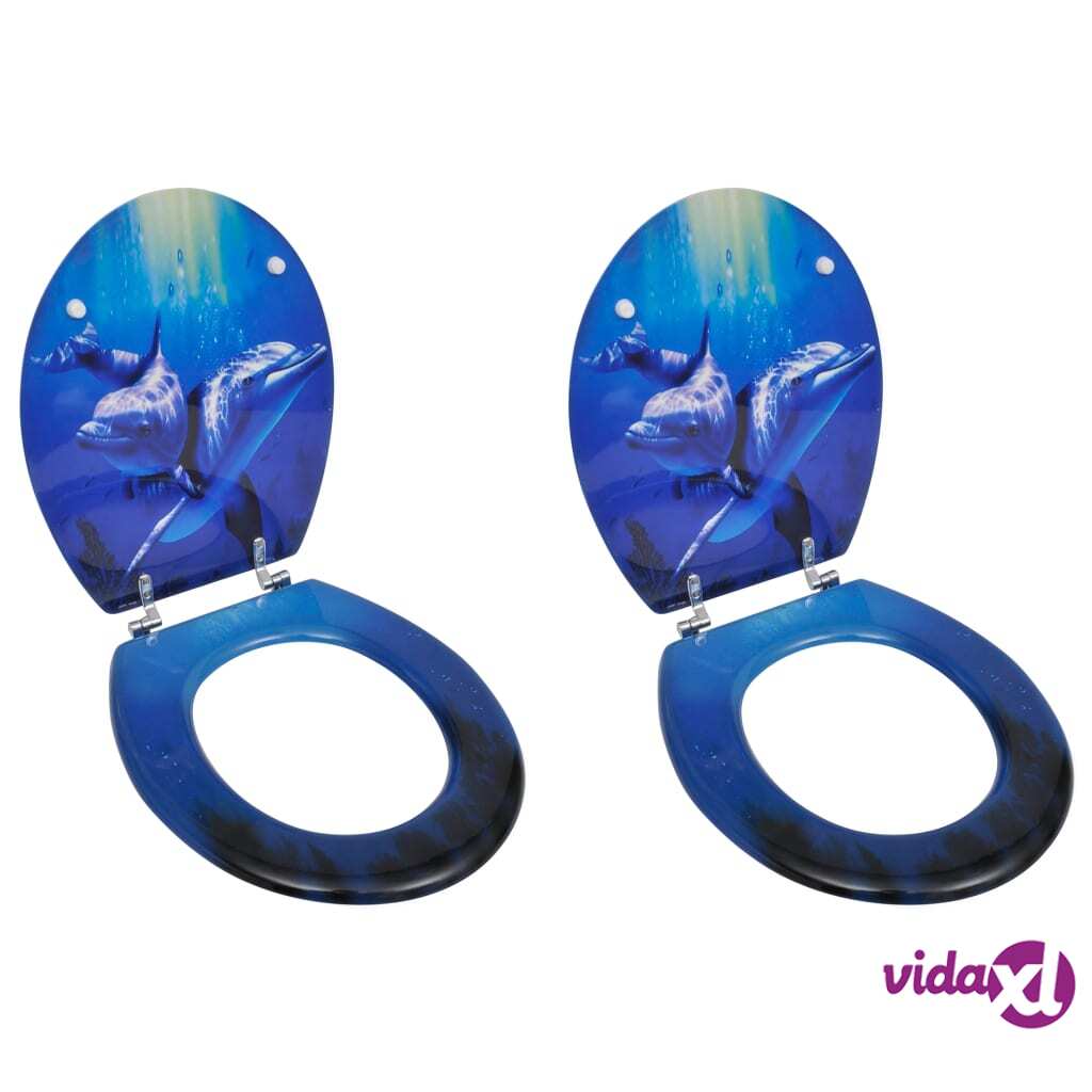 vidaXL Toilet Seats with Lids 2 pcs MDF Dolphin