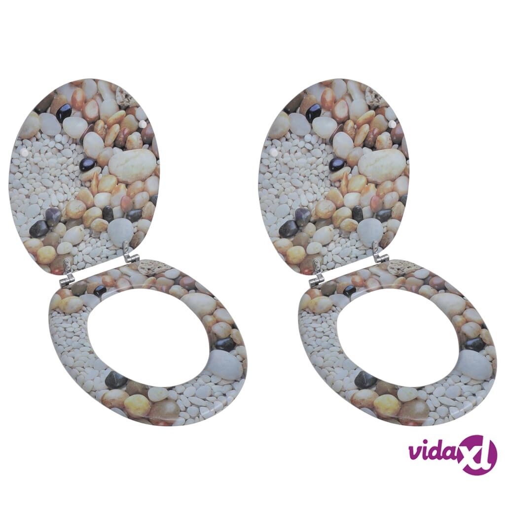 vidaXL Toilet Seats with Lids 2 pcs MDF Pebbles