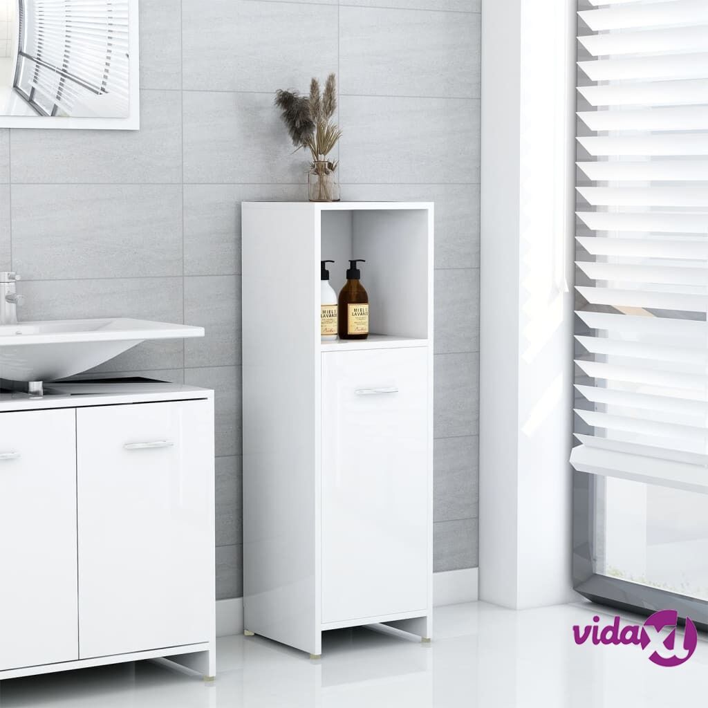 vidaXL Bathroom Cabinet High Gloss White 30x30x95 cm Chipboard