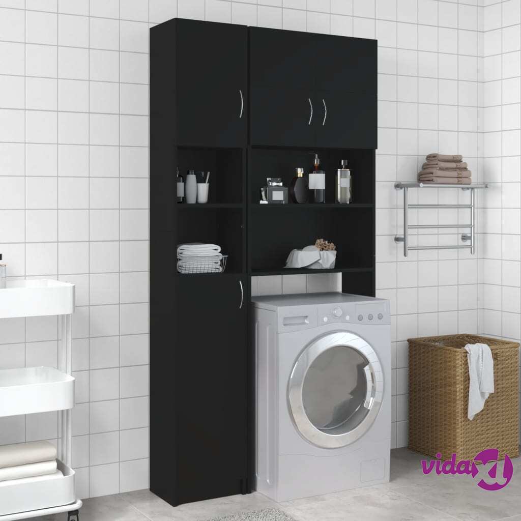 vidaXL Bathroom Cabinet Black 32x25.5x190 cm Chipboard