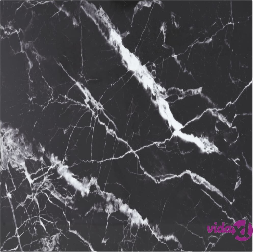 vidaXL Table Top Black 80x80 cm 6 mm Tempered Glass with Marble Design