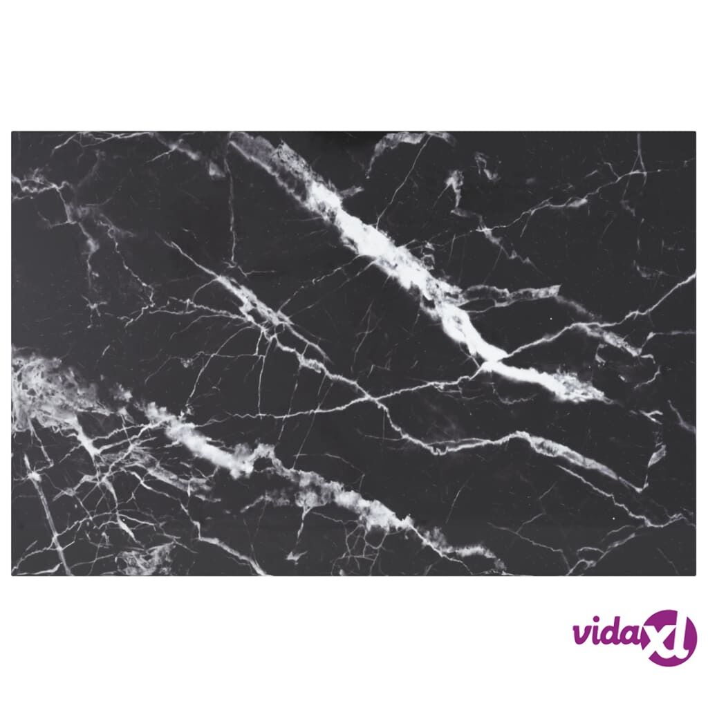 vidaXL Table Top Black 100x62 cm 8mm Tempered Glass with Marble Design