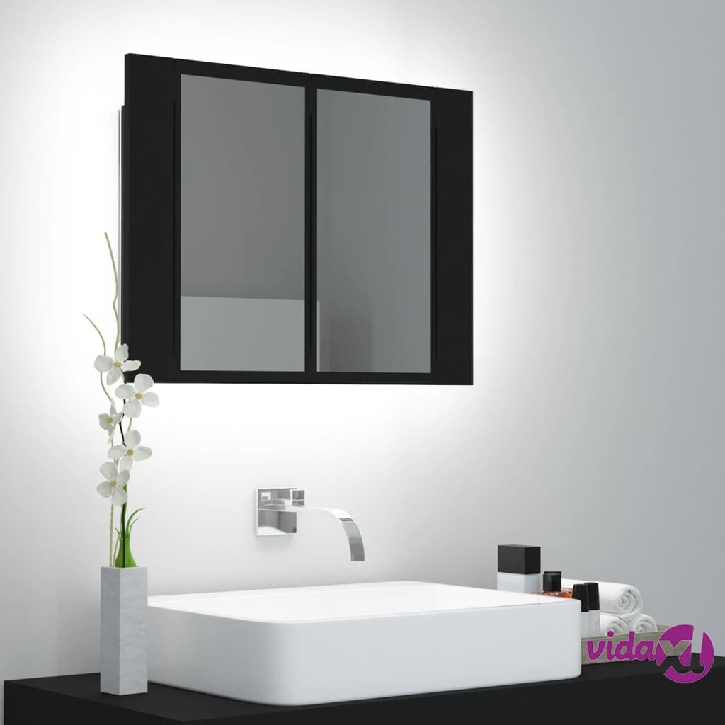 vidaXL LED Bathroom Mirror Cabinet Black 60x12x45 cm