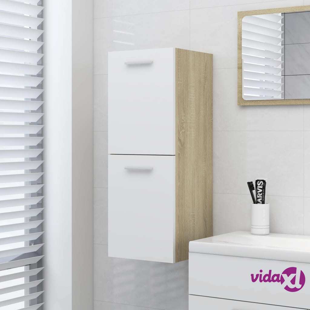 vidaXL Bathroom Cabinet White and Sonoma Oak 30x30x80 cm Chipboard