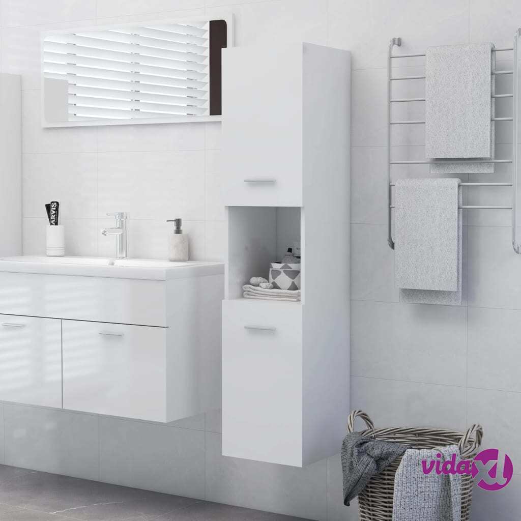 vidaXL Bathroom Cabinet High Gloss White 30x30x130 cm Chipboard