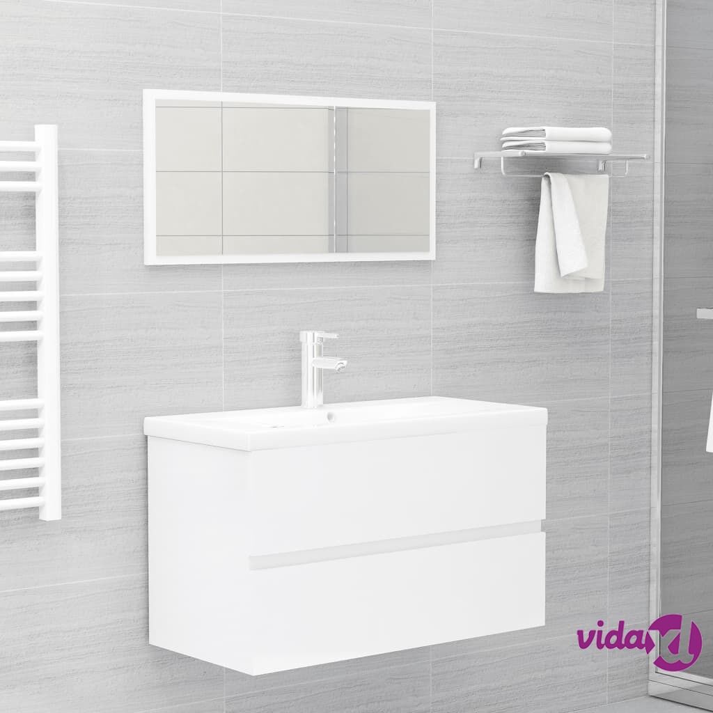 vidaXL 2 Piece Bathroom Furniture Set High Gloss White Chipboard