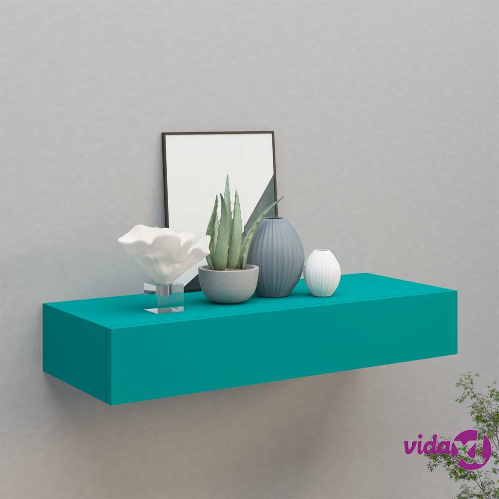 vidaXL Wall-mounted Drawer Shelf Blue 60x23.5x10cm MDF