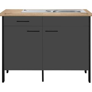 OPTIFIT Spülenschrank »Tokio«, 118 cm breit, mit Stahlgestell, mit Vollauszug anthrazit