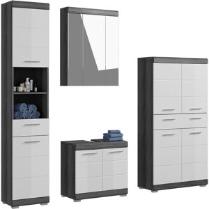 INOSIGN Badmöbel-Set »Siena«, (Set, 4 St.), Hochschrank, Spiegelschrank,... Rauchsilber NB/weiss hochglanz Größe