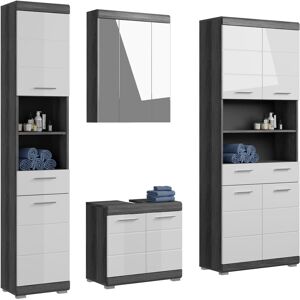 INOSIGN Badmöbel-Set »Siena«, (Set, 4 St.), Hochschrank, Spiegelschrank,... Rauchsilber NB/weiss hochglanz Größe