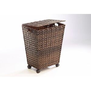 locker Wäschekorb, Polyrattan, mit Rollen braun Größe