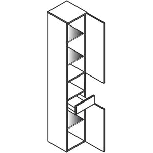 Lanzet Hochschrank 182 x 30 x 32 cm mit Nische, Türanschlag rechts