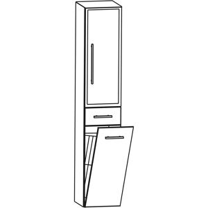 Puris Kao Line Hochschrank 30 x 160 cm 1 Wäschekippe, 1 Alu Rahmentür, Griffleiste, Anschlag rechts