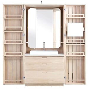 Megabad Profi Collection Wood Waschtischkabine ohne Spiegel auf der Rückwand, zur Montage vor einer Wand