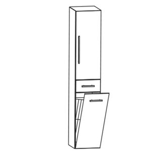 Puris c!mano Hochschrank 30 cm mit 1 Tür, Anschlag rechts, 1 Schubkasten und Wäschekippe Griff 289