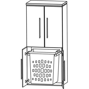 Puris Cool Line Mittelschrank 60 x 30 x 132 cm mit 1 Wäscheauszug und 2 Türen, Griff 289