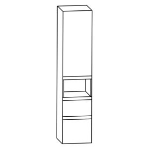 Puris c!puro Mittelschrank 40 cm mit 1 Tür, Anschlag rechts, 1 offenes Fach, 2 Auszüge, Griff 351