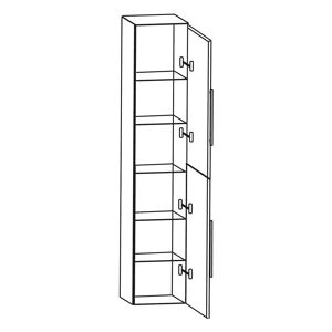 Puris Kao Line Hochschrank 30 x 160 cm als Besenschrank, Stangengriff, Anschlag rechts