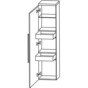 Puris Kao Line Mittelschrank 40 x 130,8 cm 1 Tür, 2 Metall-Innenschubkästen, Stangengriff, Anschlag links