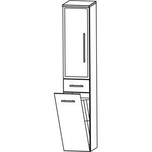 Puris Speed Hochschrank 30 cm mit Wäschekippe, 1 Alu-Rahmentür, Anschlag links und 1 Schubkasten