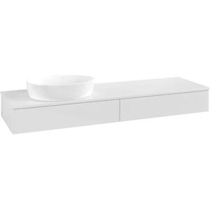 Villeroy & Boch Antao Waschbeckenunterschrank, 160 x 19 cm, 2 Auszüge mit LED-Licht, Front ohne Struktur, ohne Hahnloch, für Waschtisch links