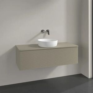 Villeroy & Boch Antao Waschbeckenunterschrank, 120 x 36 cm, 1 Auszug mit LED-Licht, Front mit Struktur, ohne Hahnloch, für Waschtisch mittig