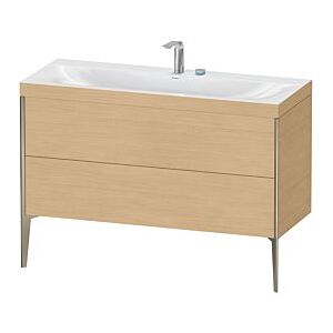 Duravit XViu Waschtisch-Unterschrank XV4712EB130C 120x48cm, 2 Schubkästen, 2 Hahnlöcher, champagner matt, Rahmen C, Eiche natur