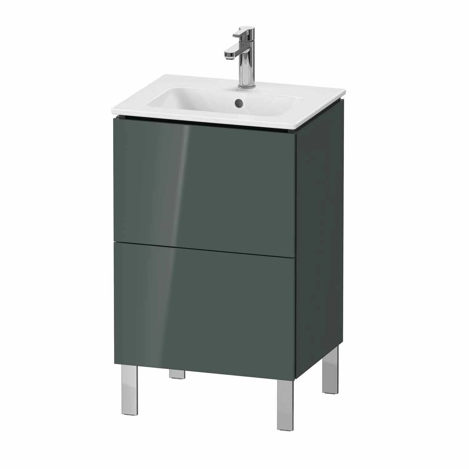 Duravit L-Cube Waschtischunterbau stehend Compact mit 2 Auszügen 52 x 70,4 cm   dolomiti grey hochglanz (lack) LC667103838