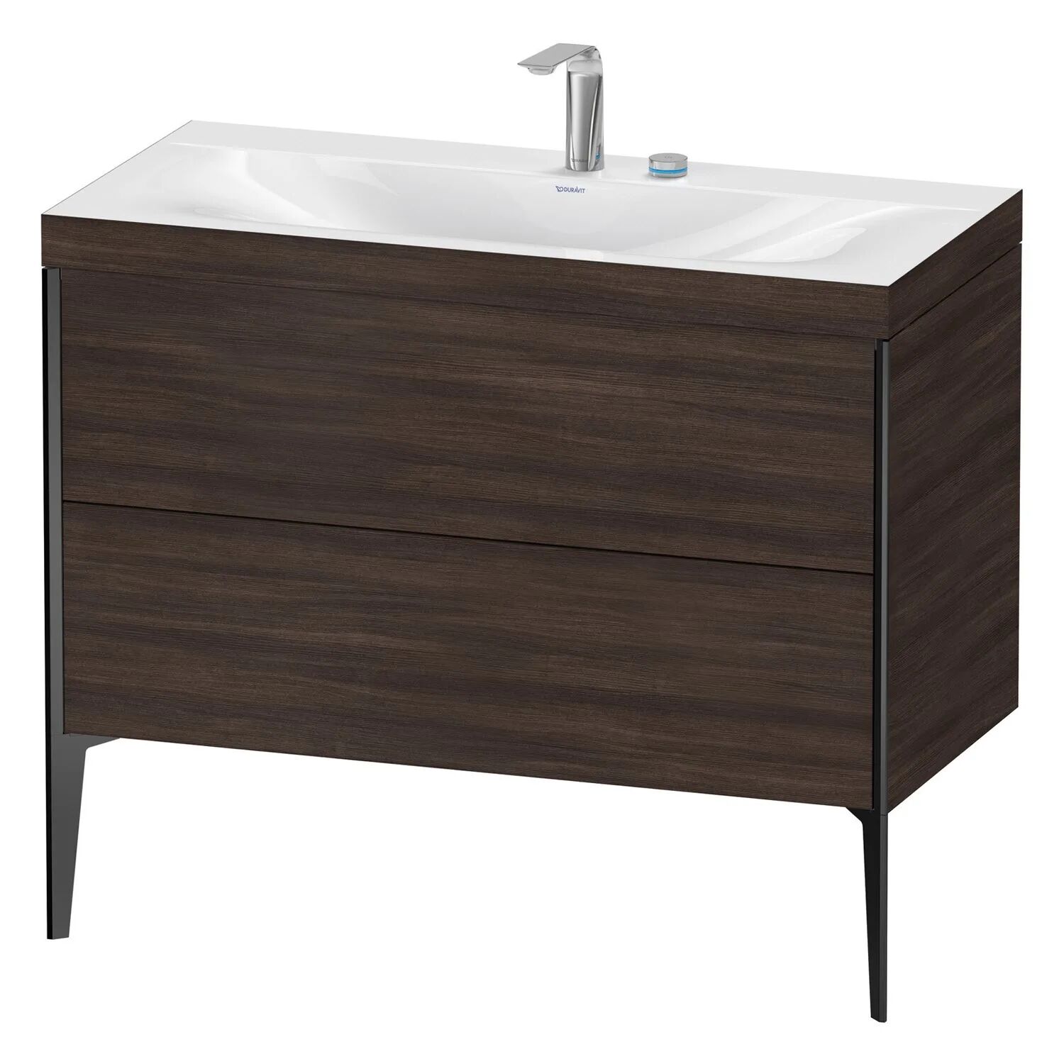 Duravit XViu Möbelwaschtisch 100 x 48 cm c-bonded mit 2 Hahnlöchern, mit 2 Auszügen, bodenstehend   kastanie dunkel (dekor) XV4711EB253C