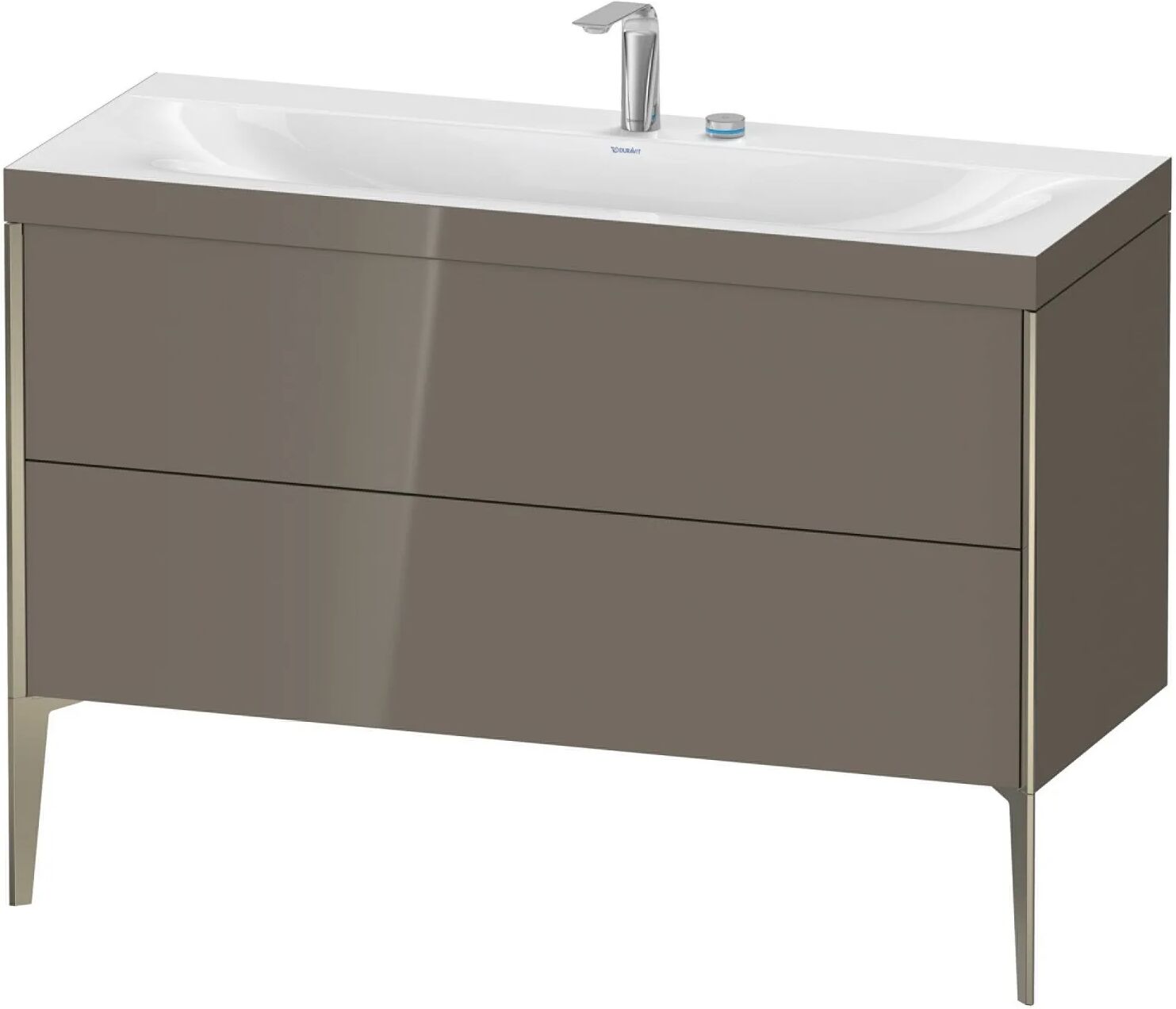 Duravit XViu Möbelwaschtisch 120 x 48 cm c-bonded mit 2 Hahnlöchern, mit 2 Auszügen, bodenstehend   flannel grey hochglanz (lack) XV4712EB189C