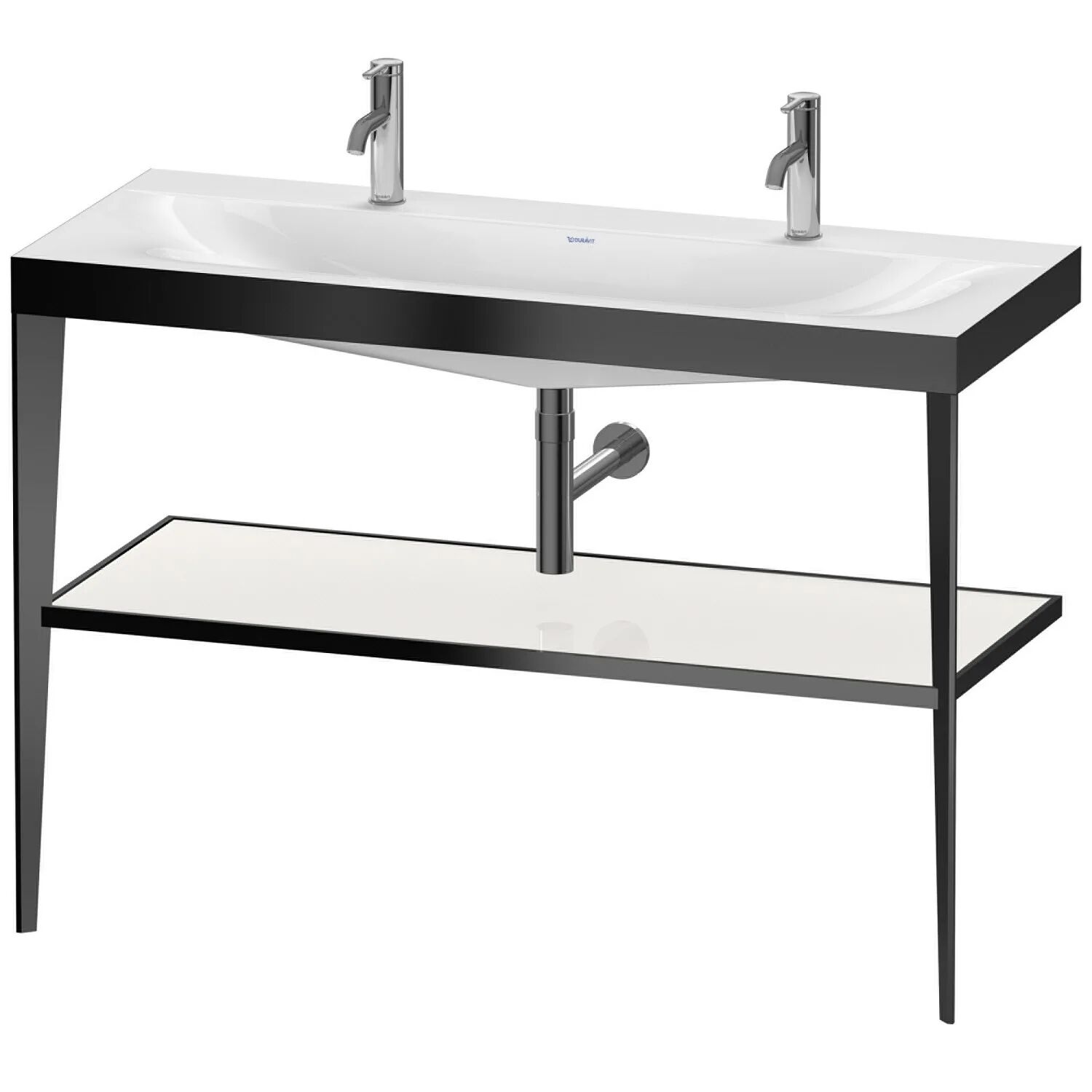 Duravit XViu Möbelwaschtisch 120 x 48 cm c-bonded mit 2x 1 Hahnloch, mit Metallkonsole, bodenstehend   weiß / weiß XV4718OB285