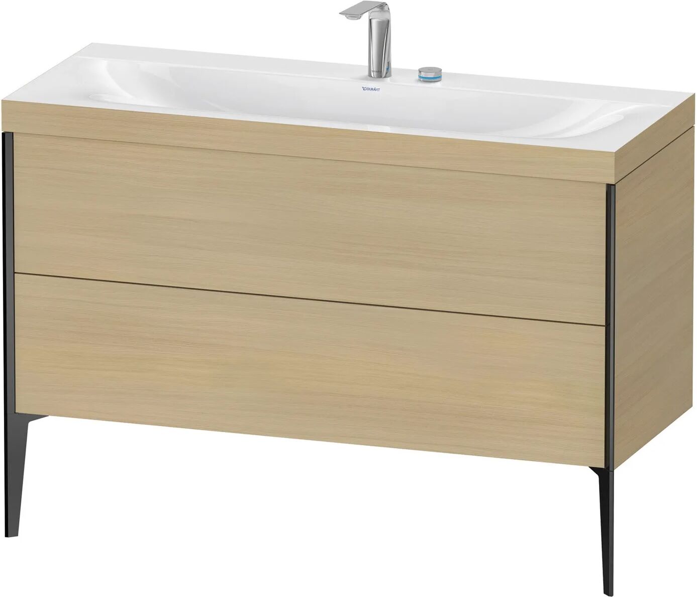 Duravit XViu Möbelwaschtisch 120 x 48 cm c-bonded mit 2 Hahnlöchern, mit 2 Auszügen, bodenstehend   mediterrane eiche (echtholzfurnier)