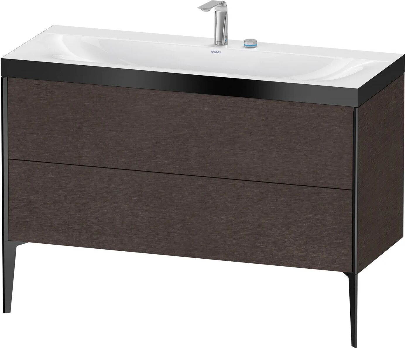 Duravit XViu Möbelwaschtisch 120 x 48 cm c-bonded mit 2 Hahnlöchern, mit 2 Auszügen, bodenstehend   eiche dunkel gebürstet (echtholzfurnier)