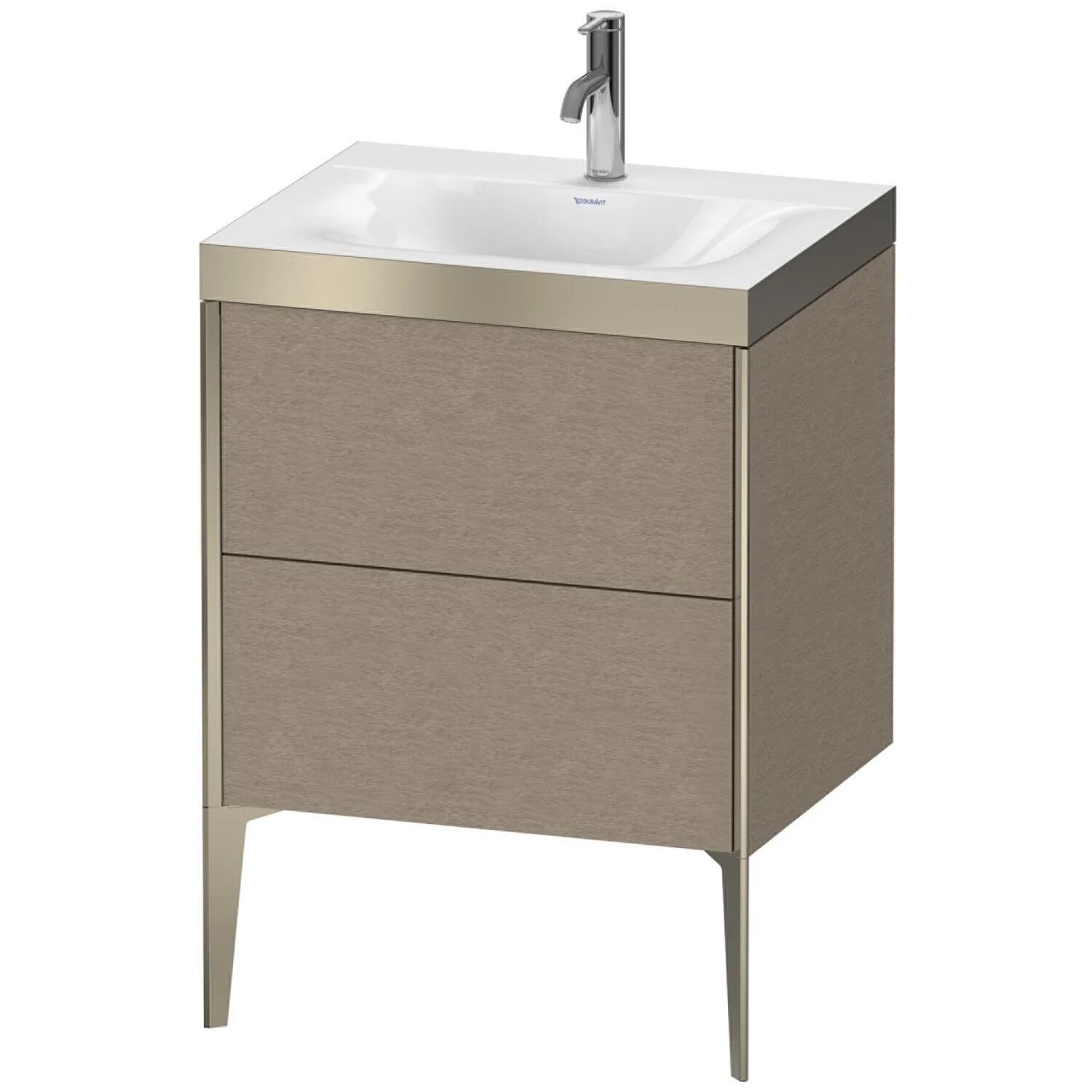 Duravit XViu Möbelwaschtisch 60 x 48 cm c-bonded mit 1 Hahnloch, mit 2 Auszügen, bodenstehend   eiche kaschmir (echtholzfurnier) XV4709OB111P