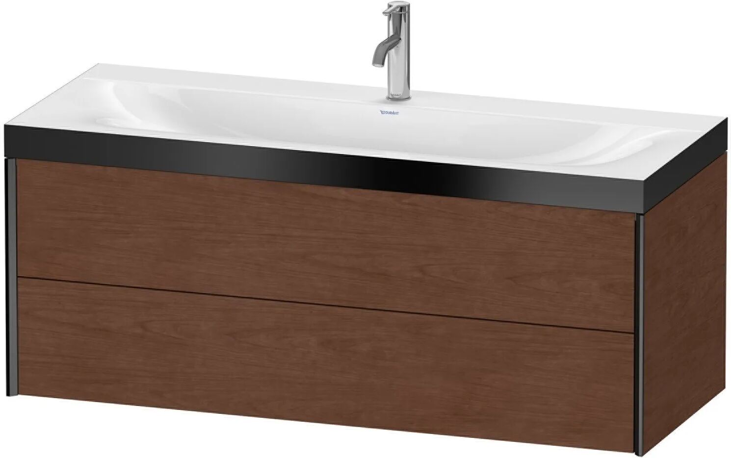 Duravit XViu Möbelwaschtisch 120 x 48 cm c-bonded mit 1 Hahnloch, wandhängend mit 2 Auszügen   amerikanischer nussbaum (echtholzfurnier)