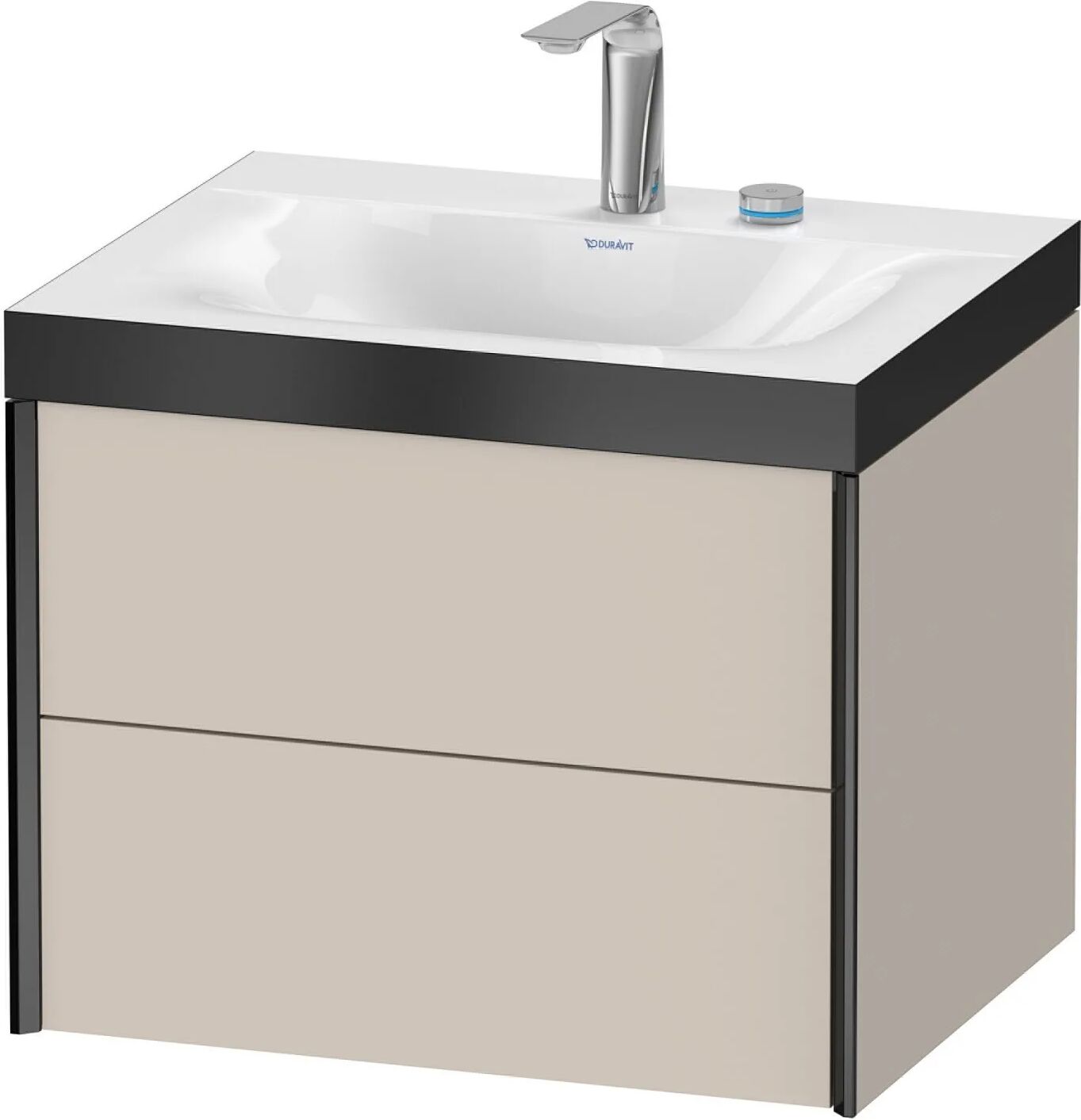 Duravit XViu Möbelwaschtisch 60 x 48 cm c-bonded mit 2 Hahnlöchern, wandhängend mit 2 Auszügen   taupe matt (dekor) XV4614EB291P