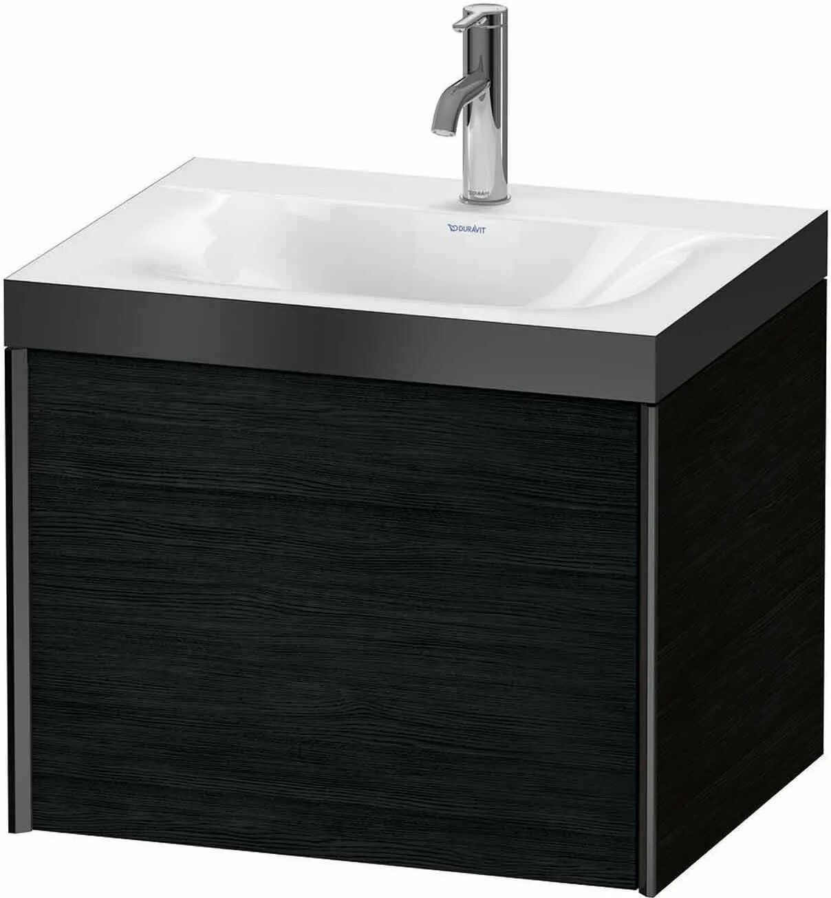 Duravit XViu Möbelwaschtisch 60 x 48 cm c-bonded mit 1 Hahnloch, wandhängend mit 1 Auszug   eiche schwarz (dekor) XV4609OB216P