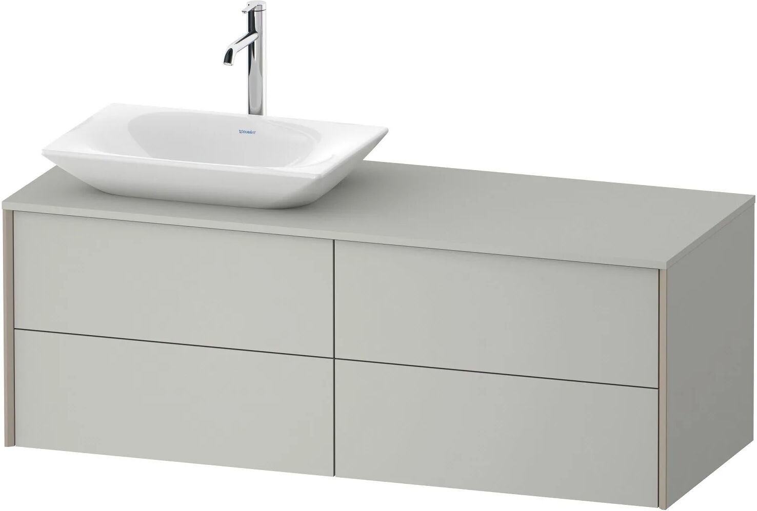 Duravit XViu Waschtischunterbau 140 cm, mit 4 Auszügen, Ausschnitt links, ohne Zusatzmodul   betongrau matt (dekor) XV4773LB1070000