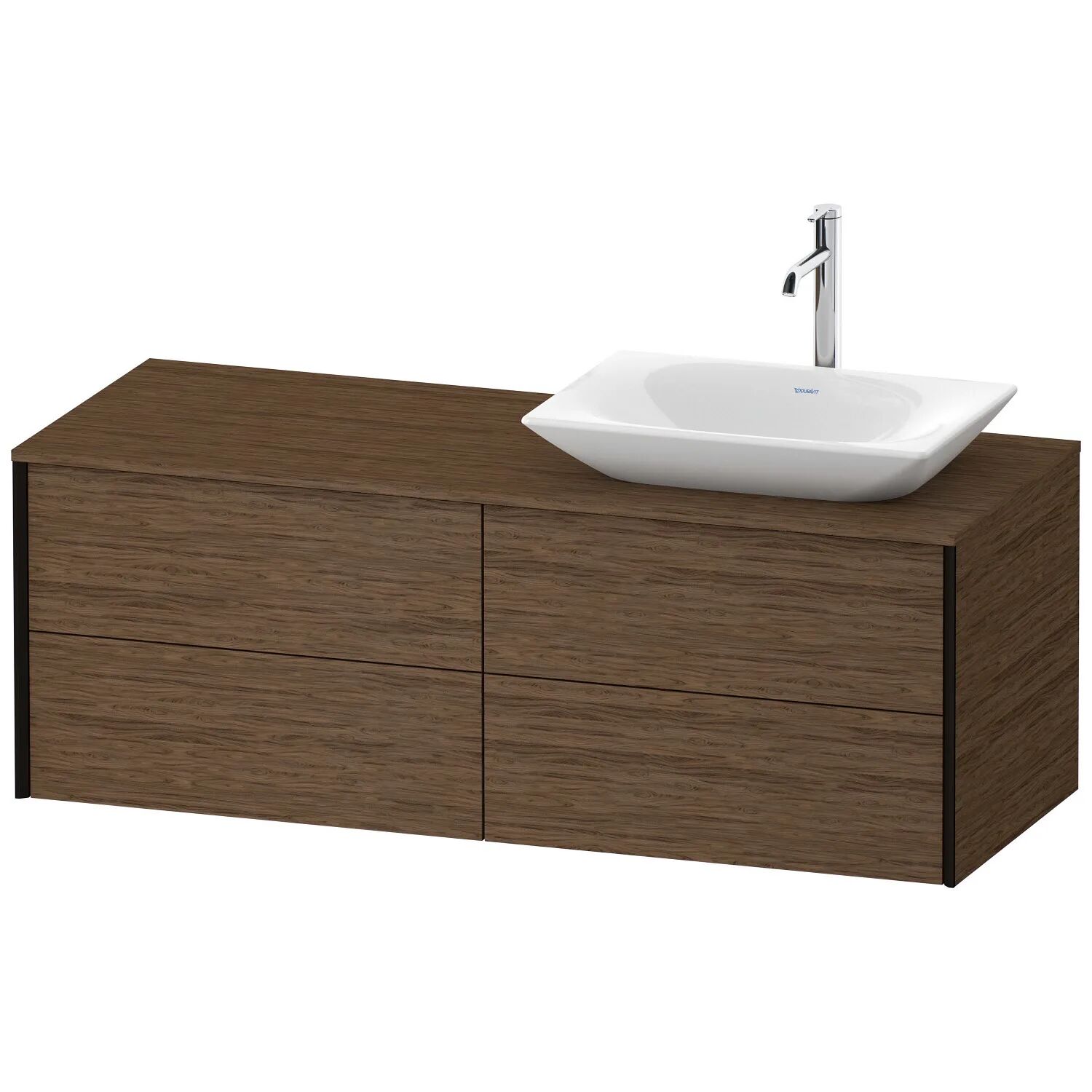 Duravit XViu Waschtischunterbau 140 cm, mit 4 Auszügen, Ausschnitt rechts, mit Zusatzmodul "C"   nussbaum dunkel (dekor) XV4773RB2210C00