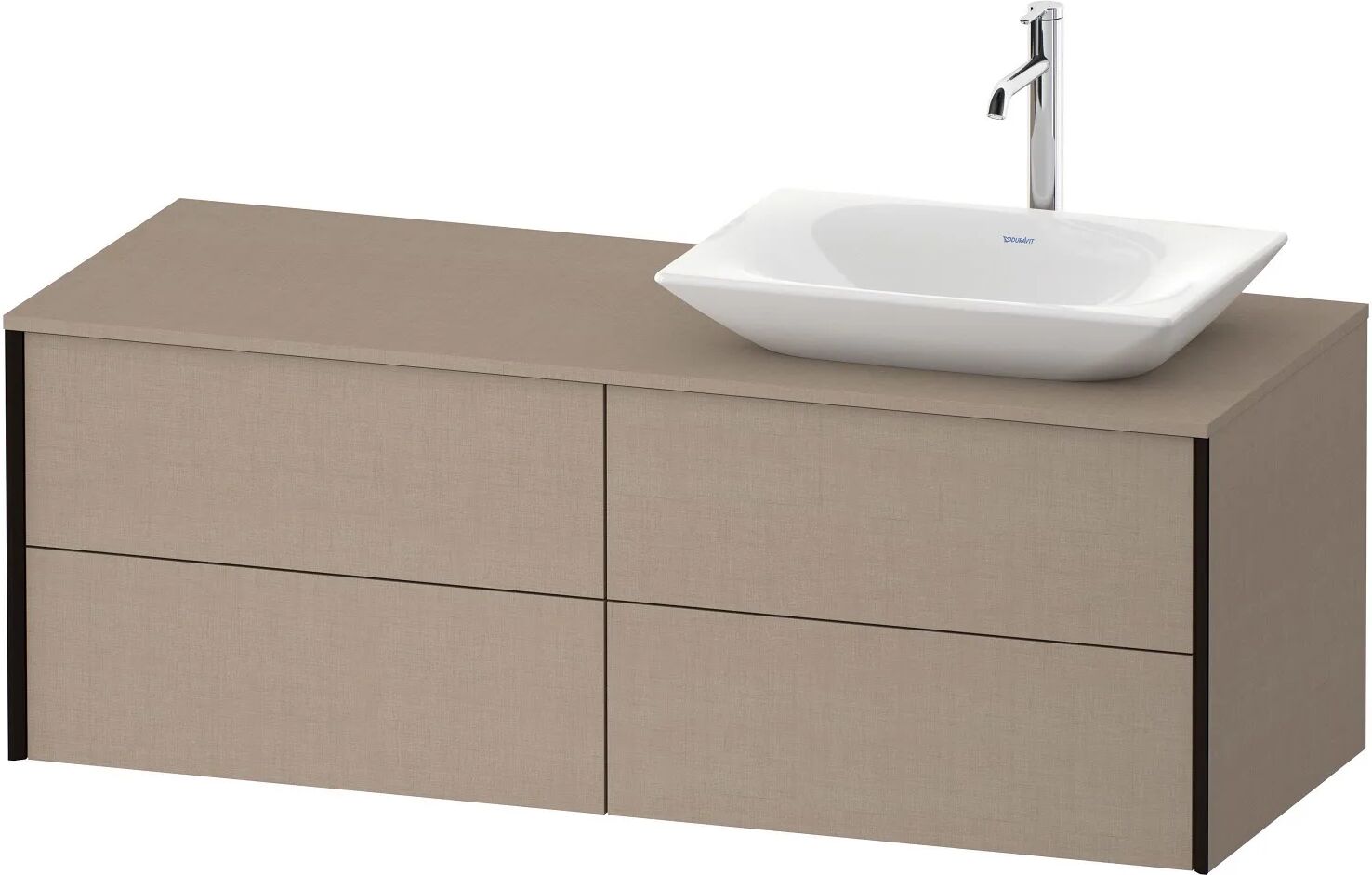 Duravit XViu Waschtischunterbau 140 cm, mit 4 Auszügen, Ausschnitt rechts, ohne Zusatzmodul   leinen (dekor) XV4773RB2750000