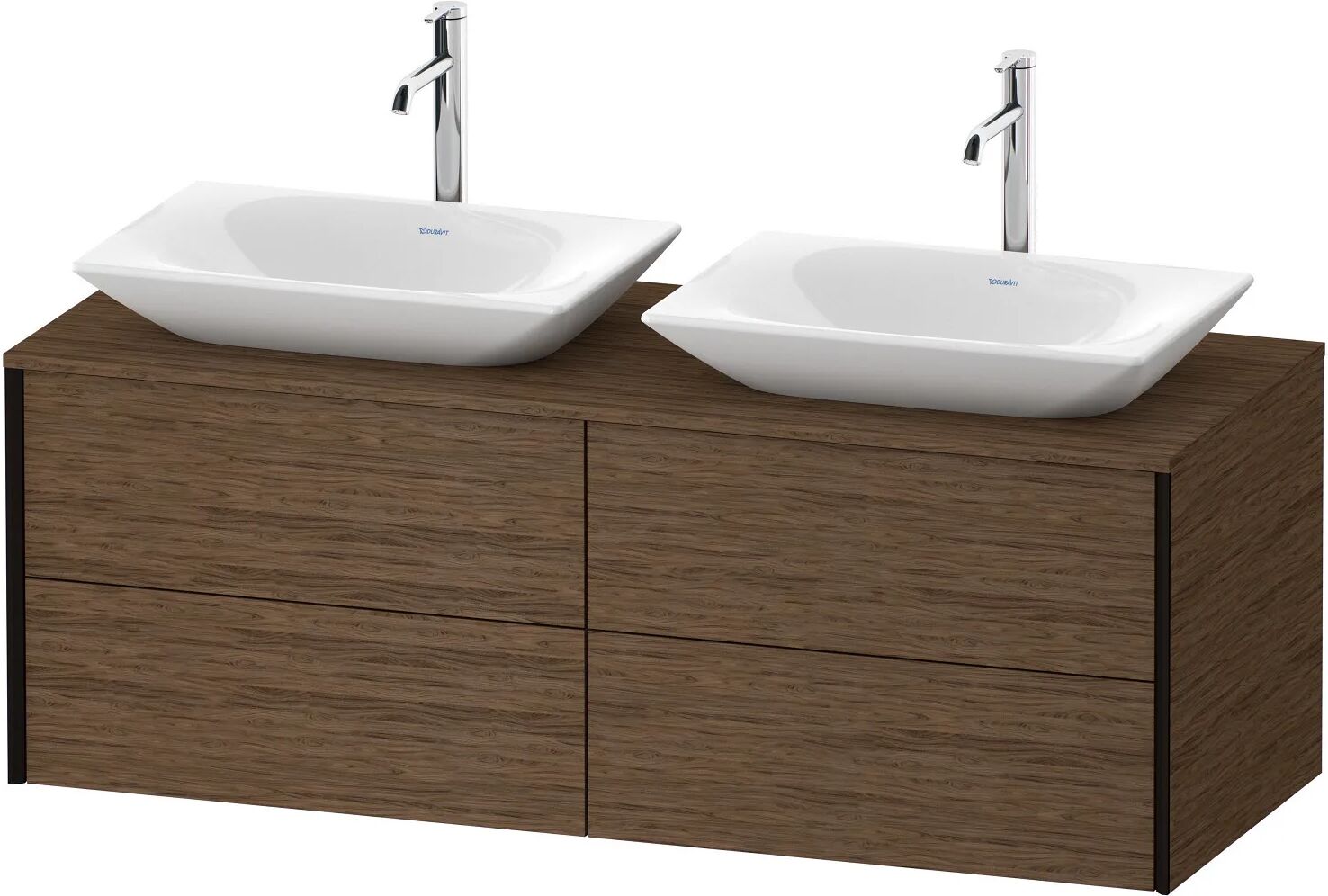 Duravit XViu Waschtischunterbau 140 cm, mit 4 Auszügen, 2 Ausschnitte, ohne Zusatzmodul   nussbaum dunkel (dekor) XV4774BB2210000