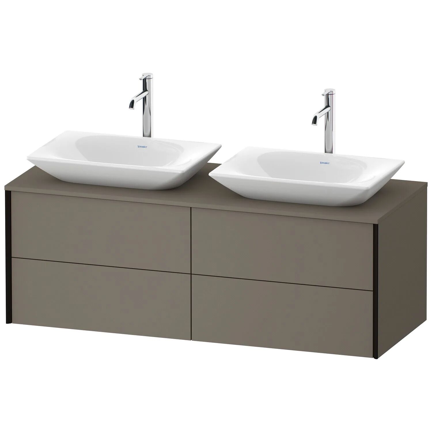 Duravit XViu Waschtischunterbau 140 cm, mit 4 Auszügen, 2 Ausschnitte, mit Zusatzmodul "C"   flannel grey seidenmatt (lack) XV4774BB2900C00