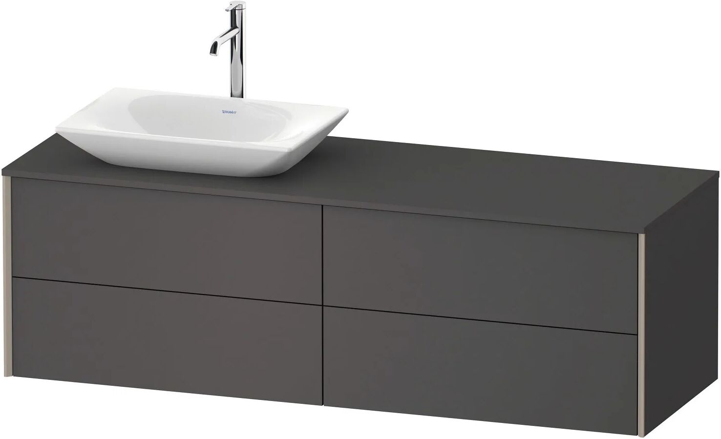 Duravit XViu Waschtischunterbau 160 cm, mit 4 Auszügen, Ausschnitt links, ohne Zusatzmodul XViu B: 160 T: 55 H: 50,9 cm graphit matt (dekor)