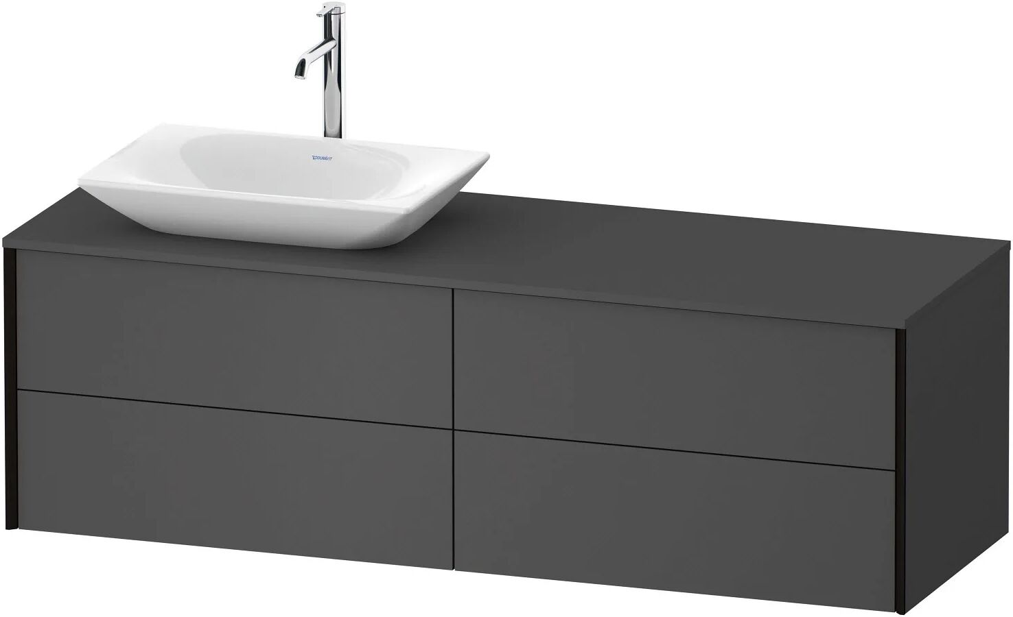 Duravit XViu Waschtischunterbau 160 cm, mit 4 Auszügen, Ausschnitt links, mit Zusatzmodul "B" XViu B: 160 T: 55 H: 50,9 cm graphit matt (dekor)