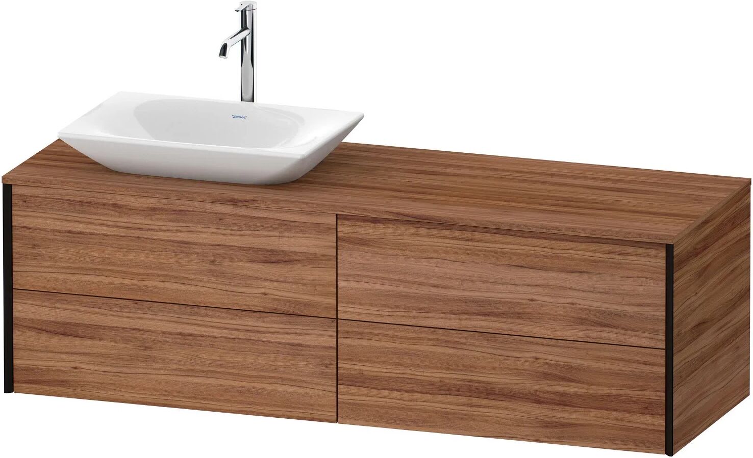 Duravit XViu Waschtischunterbau 160 cm, mit 4 Auszügen, Ausschnitt links, mit Zusatzmodul "D"   nussbaum natur (dekor) XV4775LB2790D00