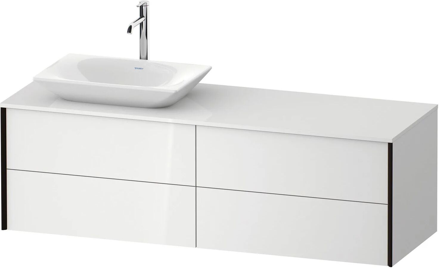 Duravit XViu Waschtischunterbau 160 cm, mit 4 Auszügen, Ausschnitt links, ohne Zusatzmodul   weiß hochglanz (lack) XV4775LB2850000