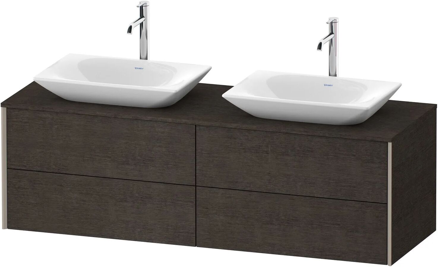 Duravit XViu Waschtischunterbau 160 cm, mit 4 Auszügen, 2 Ausschnitte, mit Zusatzmodul "B"   eiche dunkel gebürstet (echtholzfurnier)